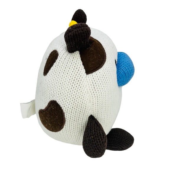 Old Navy Knit Cow Plush Round Stuffed Animal Toy 7” - Picture 7 of 7